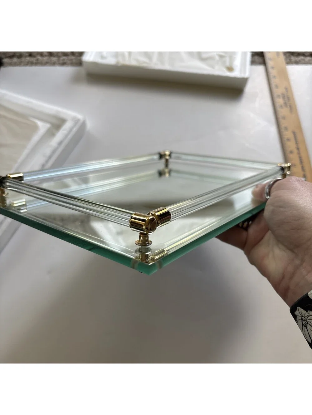 Vintage Avon Mirrored Vanity Tray, 11